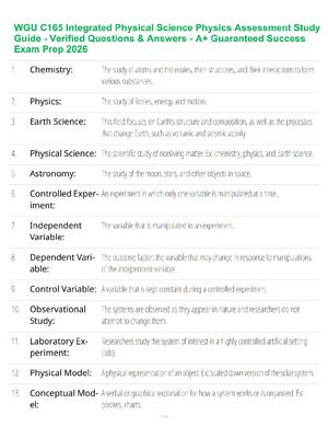Preview of WGU C165 Integrated Physical Science Physics Assessment Study Guide - Verified Questions &