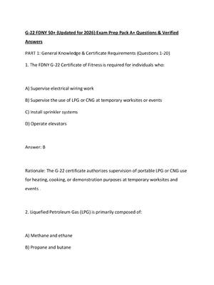 Preview of G-22 FDNY 50+ (Updated for 2026) Exam Prep Pack A+ Questions & Verified Answers