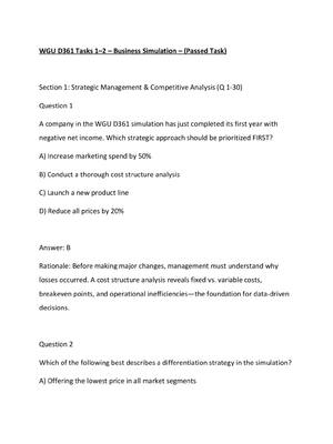 Preview of WGU D361 Tasks 1–2 – Business Simulation – (Passed Task)