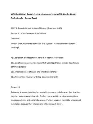 Preview of WGU D458 XBM1 Tasks 1–3 – Introduction to Systems Thinking for Health Professionals – (Pas