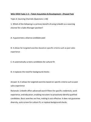 Preview of WGU D433 Tasks 1–2 – Talent Acquisition & Development – (Passed Task