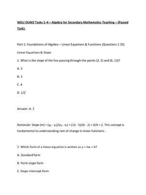 Preview of WGU OUM2 Tasks 1–4 – Algebra for Secondary Mathematics Teaching – (Passed Task).