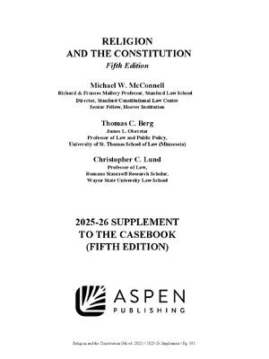 Preview of eBook PDF Religion and the Constitution (2025-2026 Supplements) 5th Edition By Michael McC