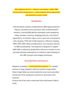 Preview of MRI Registry Review – Physics and Safety | ARRT MRI Certification Preparation | 2026 Compl