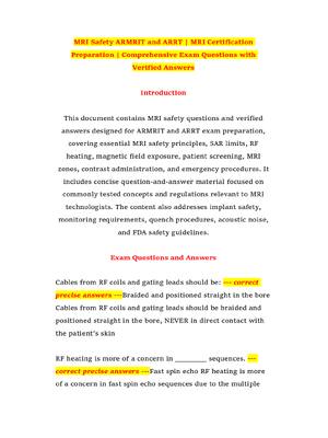 Preview of MRI Safety ARMRIT and ARRT | MRI Certification Preparation | Comprehensive Exam Questions