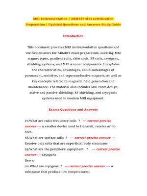 Preview of MRI Instrumentation | ARMRIT MRI Certification Preparation | Updated Questions and Answers