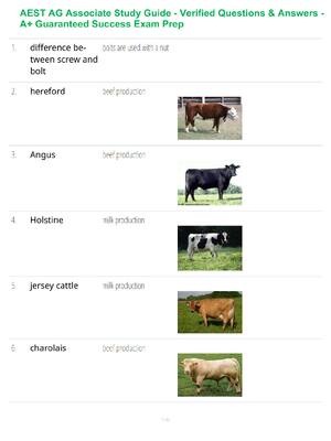 Preview of AEST AG Associate Study Guide - Verified Questions & Answers - A+ Guaranteed Success Exam