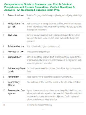 Preview of Comprehensive Guide to Business Law, Civil & Criminal Procedures, and Dispute Resolution -
