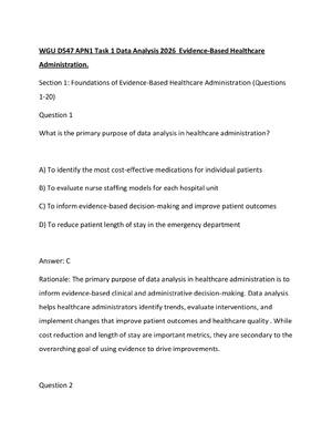 Preview of WGU D547 APN1 Task 1 Data Analysis 2026  Evidence-Based Healthcare Administration.