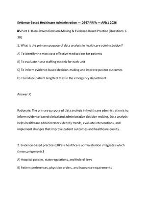Preview of Evidence-Based Healthcare Administration — D547 PRFA — APN1 2026