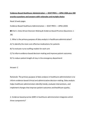 Preview of Evidence-Based Healthcare Administration — D547 PRFA — APN1 2026.