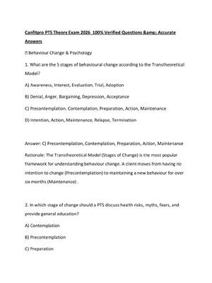 Preview of Canfitpro PTS Theory Exam 2026  100% Verified Questions &amp; Accurate Answers