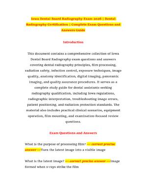 Preview of Iowa Dental Board Radiography Exam 2026 | Dental Radiography Certification | Complete Exam