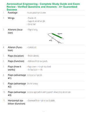 Preview of Aeronautical Engineering - Complete Study Guide and Exam Review - Verified Questions and A
