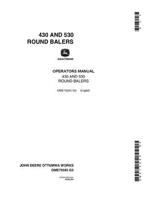 Preview of John Deere 430, 530 Round Baler Operator Manual