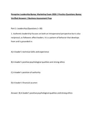 Preview of Peregrine Leadership &amp; Marketing Exam 2026 Practice Questions &amp; Verified Answers