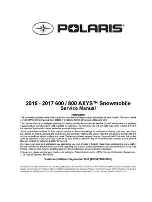 Preview of Polaris AXYS 600 800 Service Manual 2015 2016 2017