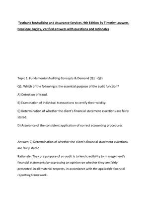 Preview of Testbank forAuditing and Assurance Services1