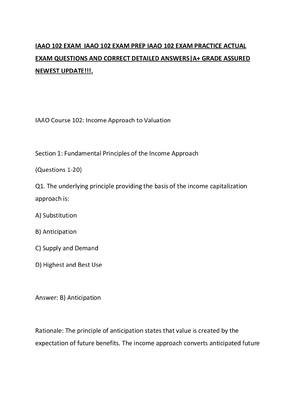 Preview of IAAO 102 EXAM  IAAO 102 EXAM PREP IAAO 102 EXAM PRACTICE ACTUAL EXAM QUESTIONS AND CORRECT