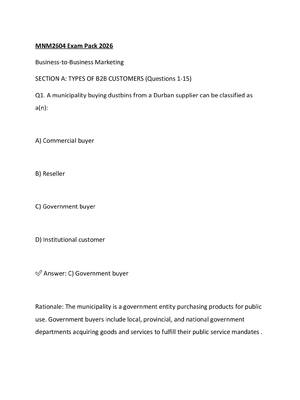 Preview of MNM2604 Exam Pack 2026