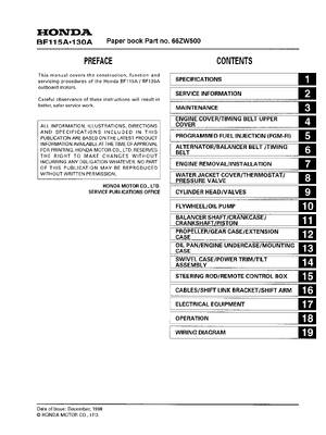 Preview of Honda BF115A BF130A Outboard Service Manual