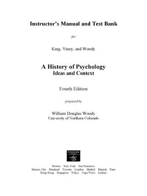 Preview of Instructor’s Manual and Test Bank A History of Psychology Ideas and Context 14th Edition b