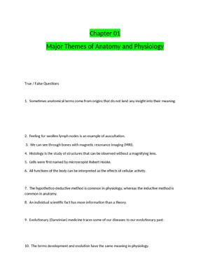 Preview of Test Bank for anatomy and physiology the unity of form and function 7th ed by saladin test