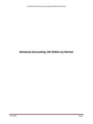 Preview of Test Bank for Advanced Accounting, 5th Edition by Hamlen A+ Latest