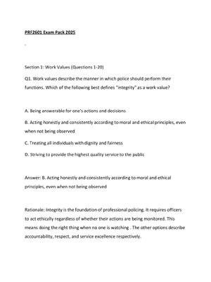 Preview of PRF2601 Exam Pack 2025
