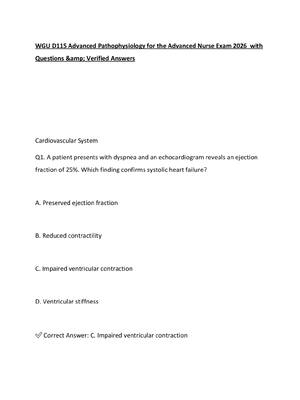 Preview of WGU D115 Advanced Pathophysiology for the Advanced Nurse Exam 2026  with   Questions