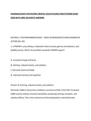 Preview of PHARMACOLOGY PSYCHIATRIC MENTAL HEALTH NURSE PRACTITIONER EXAM 2026 WITH 100