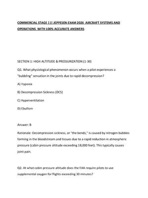 Preview of COMMERCIAL STAGE 3 JEPPESEN EXAM 2026  AIRCRAFT SYSTEMS AND OPERATIONS  WITH 100% ACCURATE