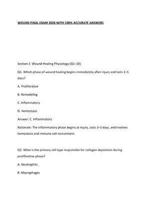 Preview of WOUND FINAL EXAM 2026 WITH 100% ACCURATE ANSWERS