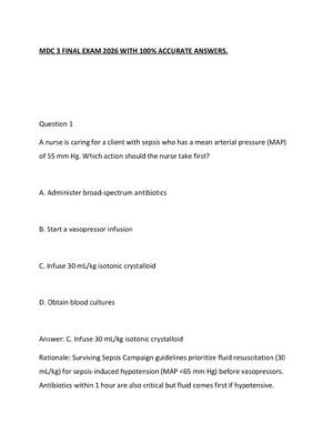 Preview of MDC 3 FINAL EXAM 2026 WITH 100% ACCURATE ANSWERS.
