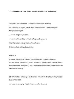 Preview of PYC3705 EXAM PACK 2025-2026 verified with solution ..all inclusive