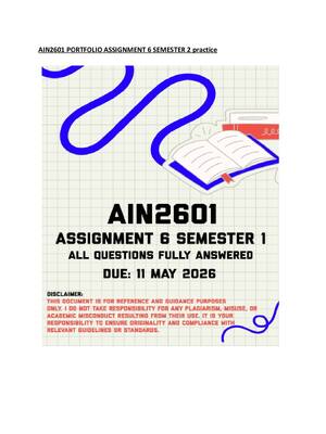 Preview of AIN2601 PORTFOLIO ASSIGNMENT 6 SEMESTER 2 practice