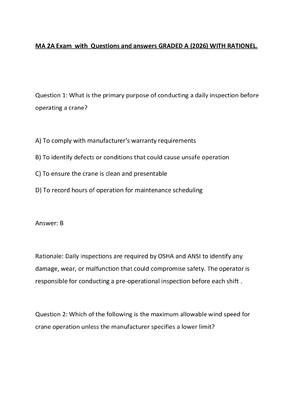 Preview of MA 2A Exam  with  Questions and answers GRADED A