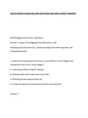 Preview of NCCCO RIGGER 2 EXAM 2025-2026 QUESTIONS AND 100% CORRECT ANSWERS