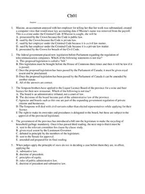 Preview image for Test Bank for contemporary canadian business law principles and cases 10th edition john a. willes test bank A+ Latest