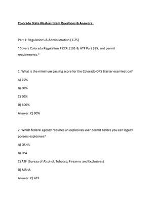 Preview image for Colorado State Blasters Exam Questions & Answers .