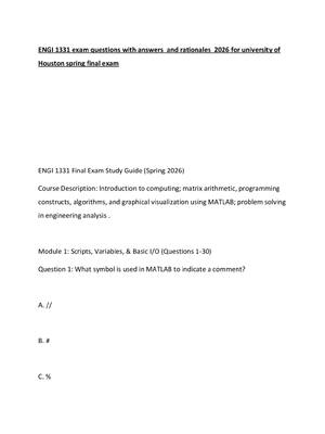 Preview of ENGI 1331 exam questions with answers  and rationales  2026 for university of Houston spri