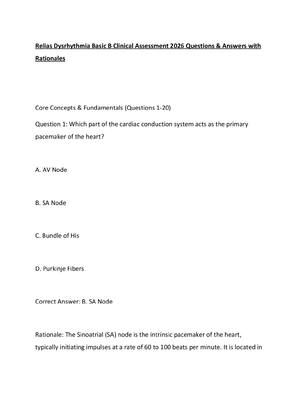 Preview of Relias Dysrhythmia Basic B Clinical Assessment 2026 Questions