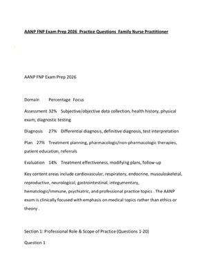 Preview of AANP FNP Exam Prep 2026  Practice Questions  Family Nurse Practitioner