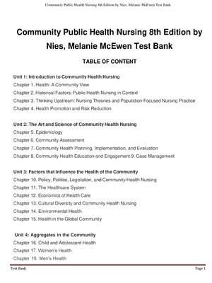 Preview image for Test Bank Community Public Health Nursing 8th Edition by Nies, Melanie McEwen Test Bank A+