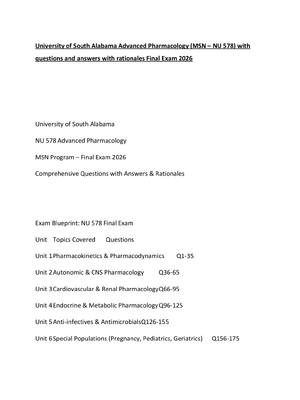 Preview of University of South Alabama Advanced Pharmacology