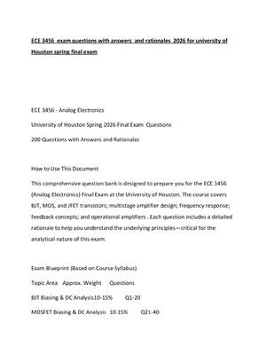 Preview of ECE 3456  exam questions with answers  and rationales  2026 for university of Houston spri