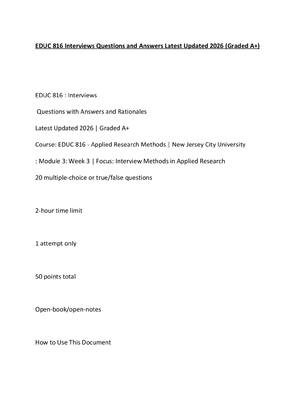 Preview of EDUC 816 Interviews Questions and Answers Latest Updated 2026