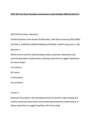 Preview of SPCE 630 Final Exam Questions and Answers Latest Updated 2026