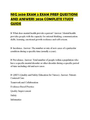 Preview of NSG 3450 EXAM 3 EXAM PREP QUESTIONS AND ANSWERS 2026 COMPLETE STUDY GUIDE