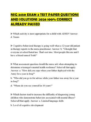 Preview of NSG 3450 EXAM 3 TEST PAPER QUESTIONS AND SOLUTIONS 2026 100% CORRECT ALREADY PASSED